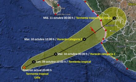Tormenta Tropical Lidia se Aproxima a la Costa Oeste de México